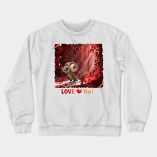 Owl with valentine heart Crewneck Sweatshirt